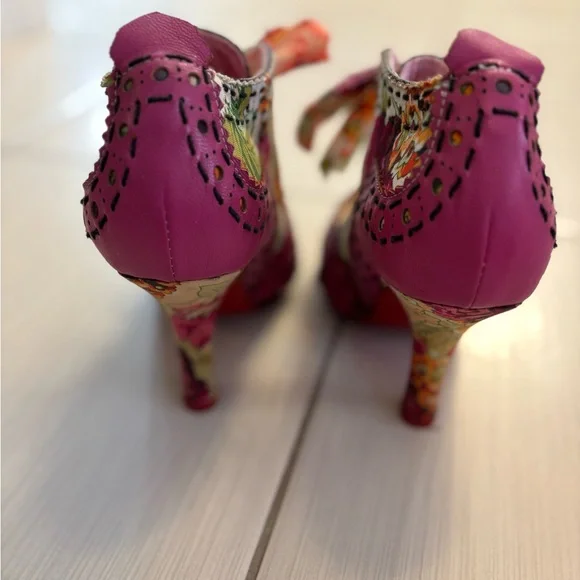 Vibrant Floral Lace-Up Heels - Picture 3 of 7
